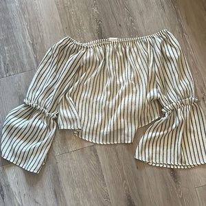 Altar’d State Pinstripe Bell Sleeve Strapless Top